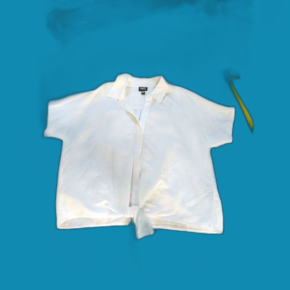 INC International Concepts White Blouse Medium | NWT Coastal Minimalist Top
